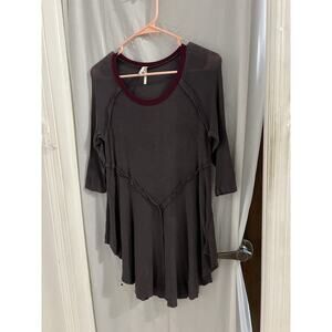 Intimately Free People Gray Purple Weekends Layering Top Semi Sheer Sz M